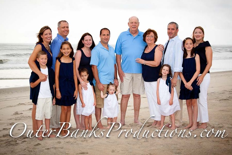 Family portrait photo with white, blue, navy and accents.