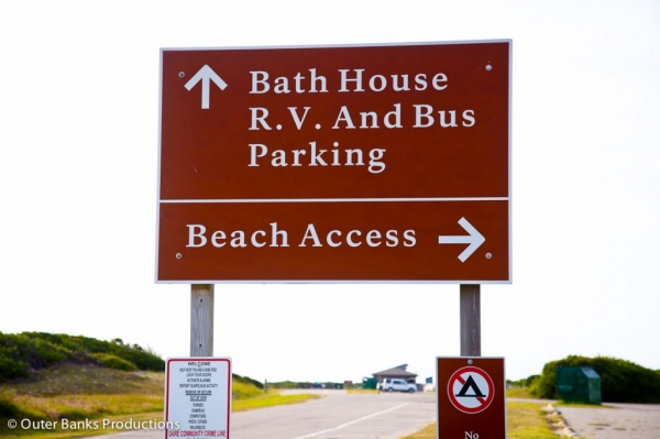 Coquina Beach Bath House Parking Sign